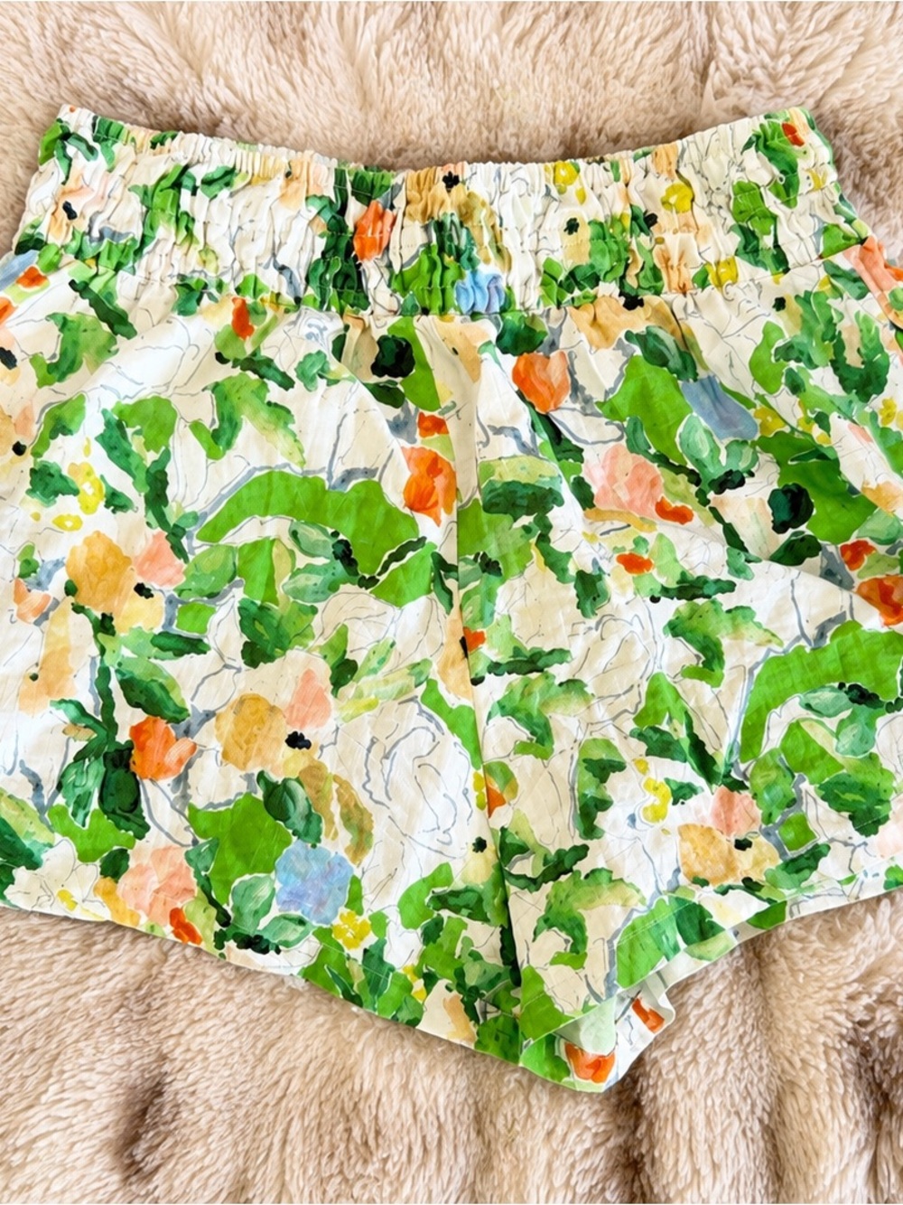 Anthropologie Floral Pull-On Shorts Green Multicolor Size M - Picture 2 of 2